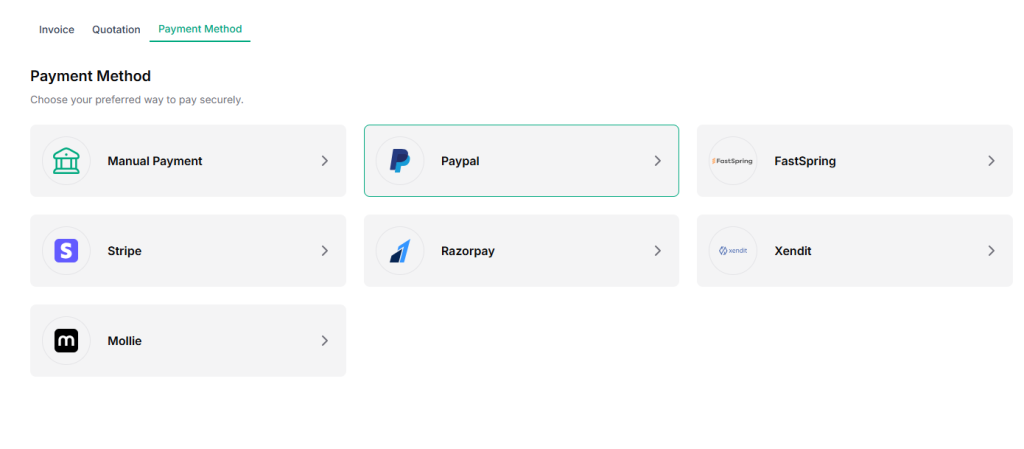 Taskip Payment Methods