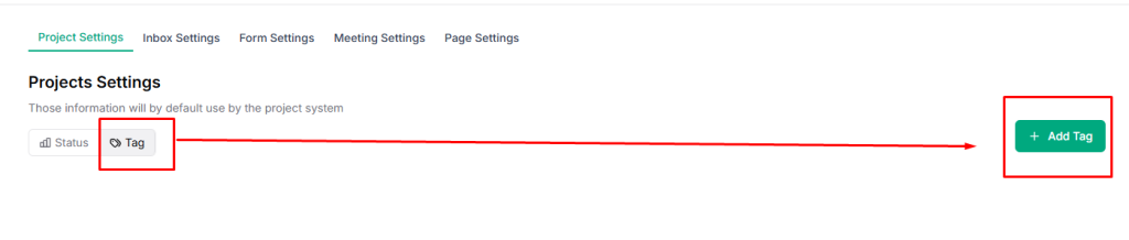 taskip project tag settings 