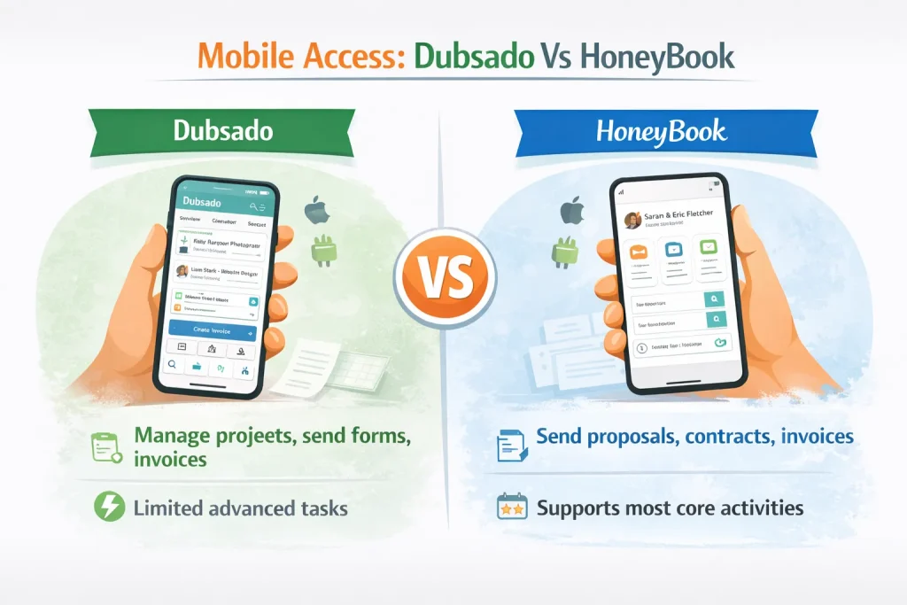 Mobile Access: Dubsado Vs HoneyBook