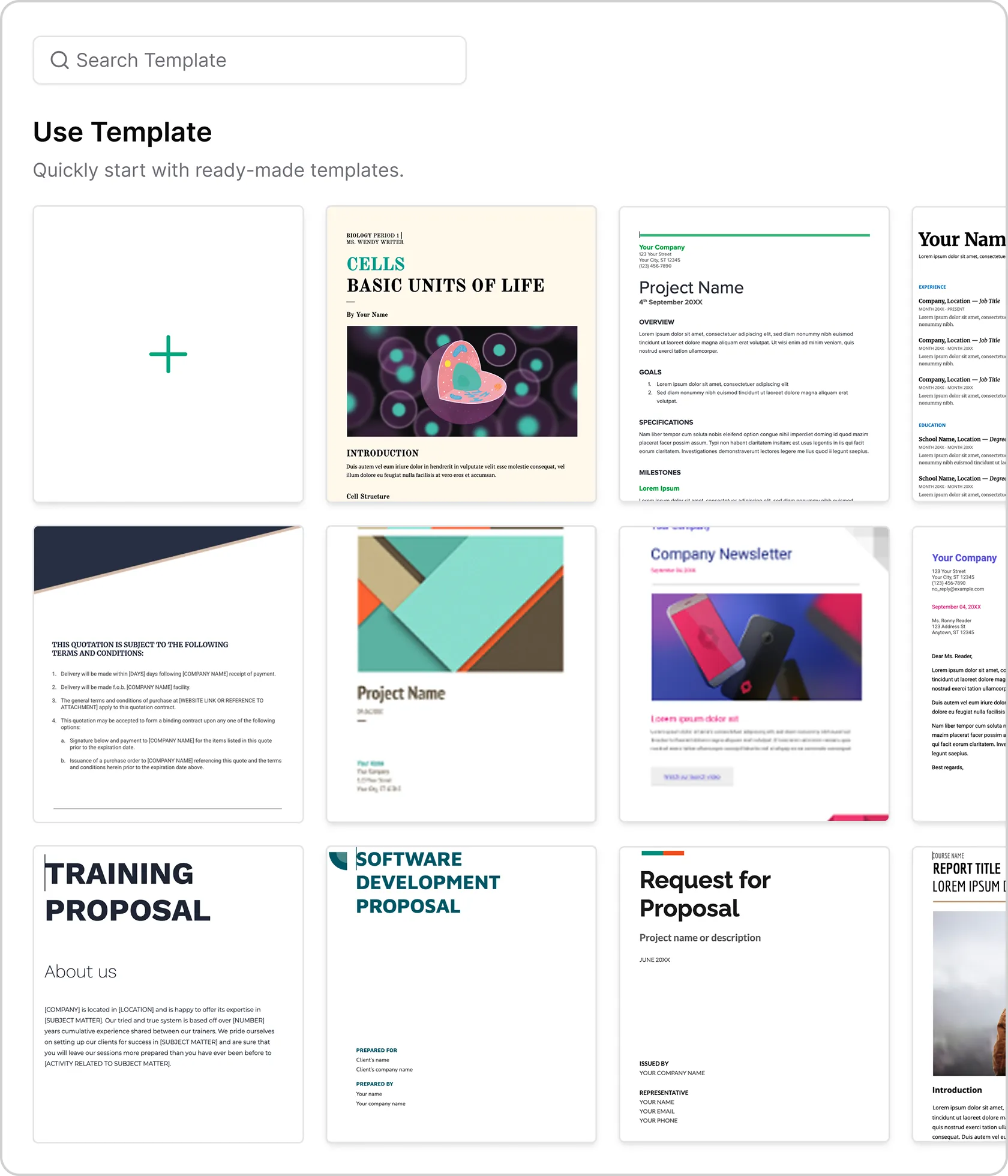 Start From Professional Templates