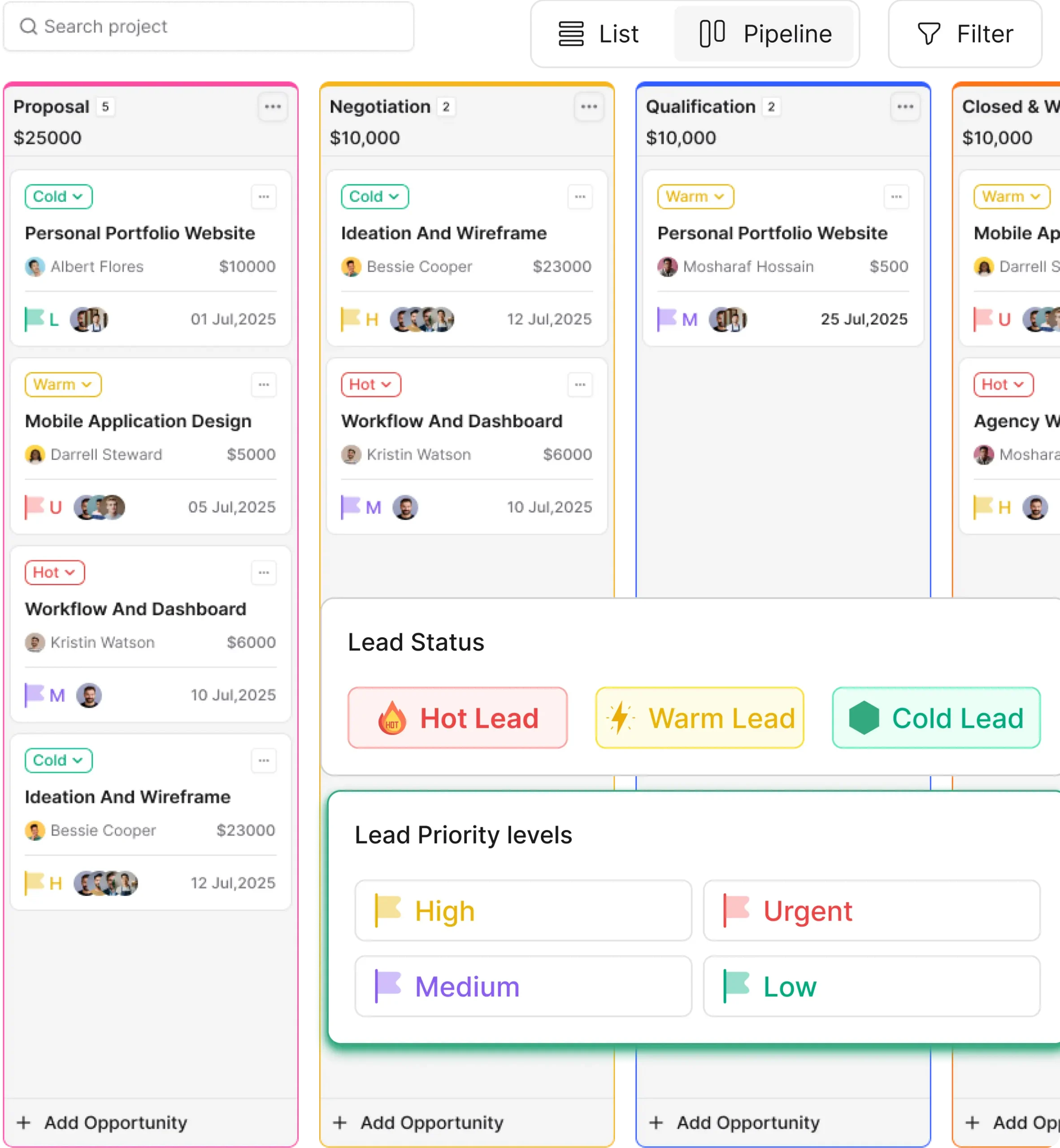 See Every Deal at a Glance with Kanban & List Views