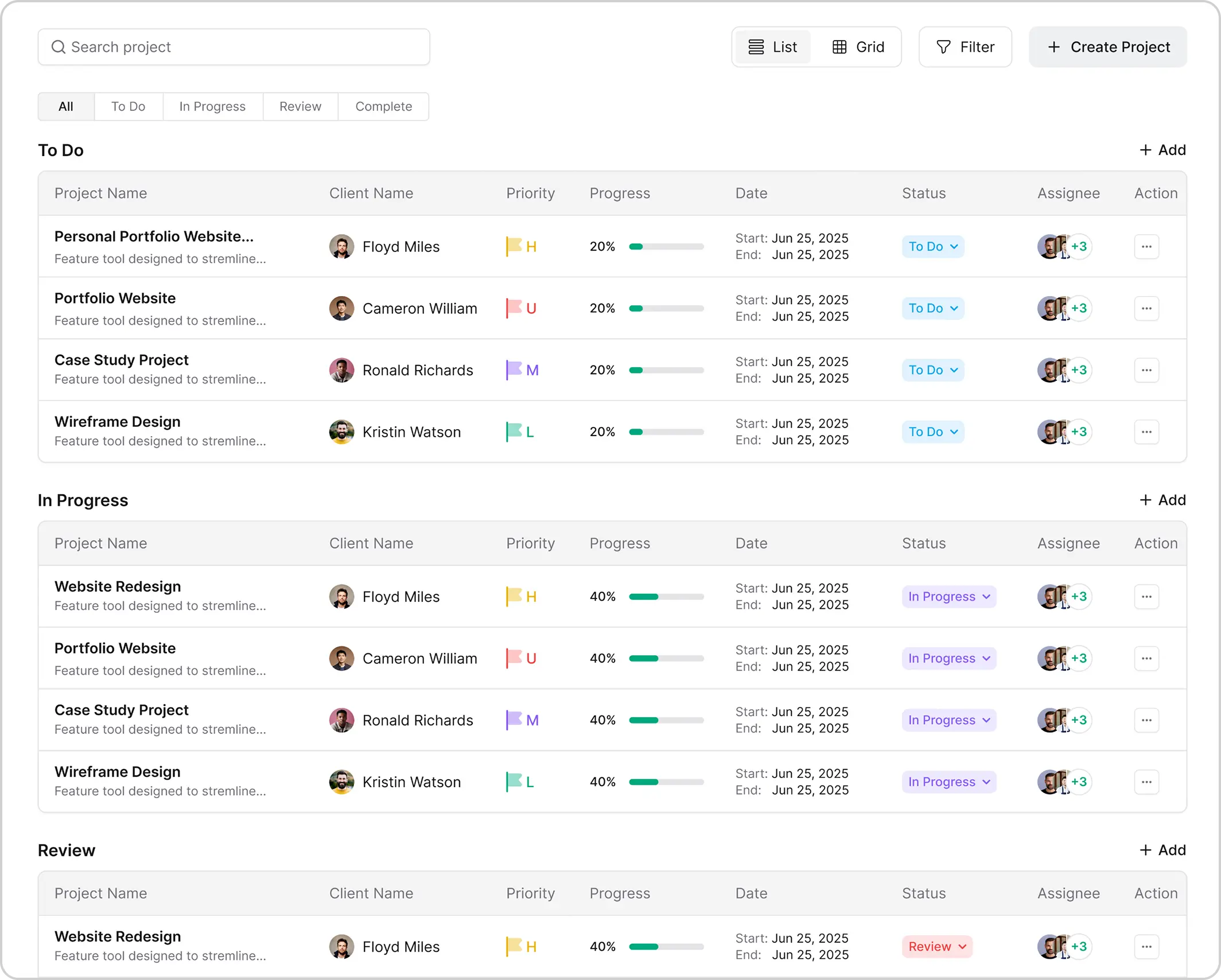 Navigate and manage all your projects from one dashboard