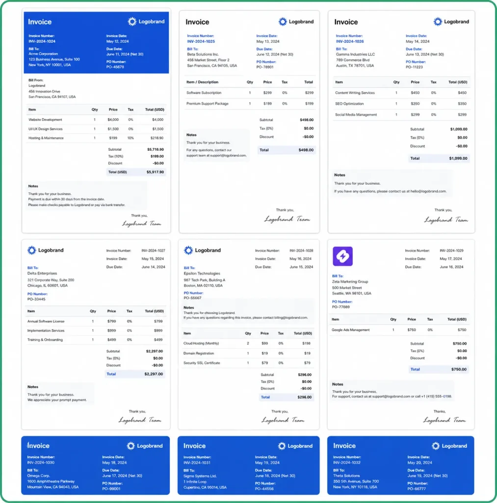 Taskip Invoicing Templates 
