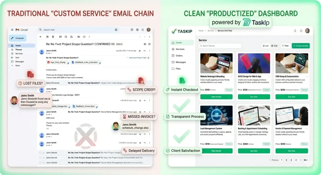 Traditional CRM Vs Productized Service System