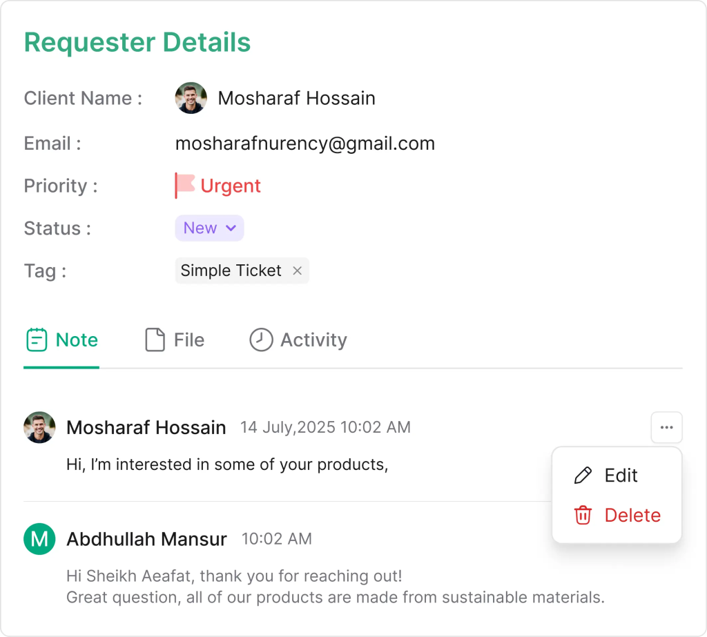 Taskip Support Ticket 