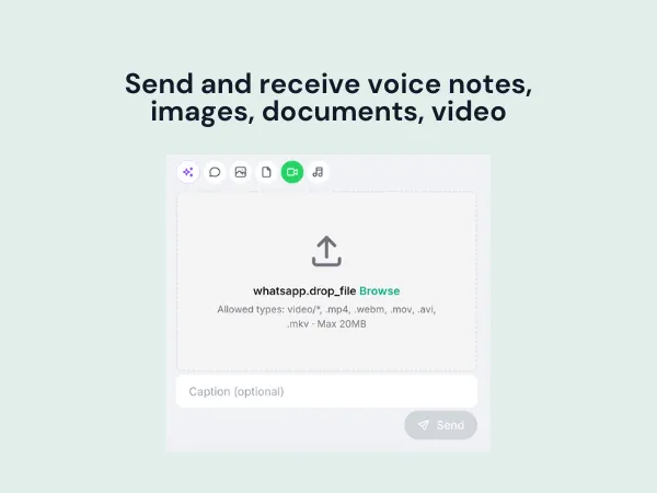 Voice Notes, Images, Documents, and Video with in CRM - with Whatsapp integration