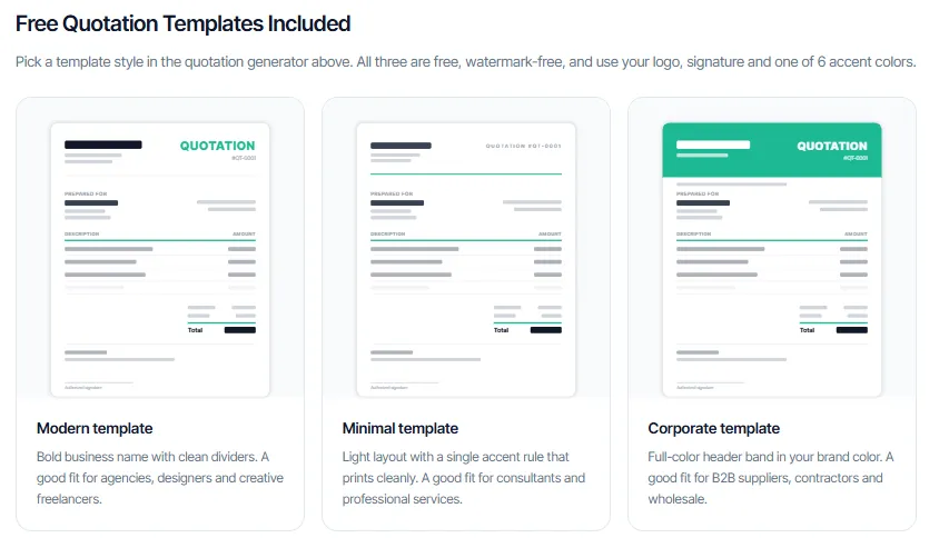 free quotaion template