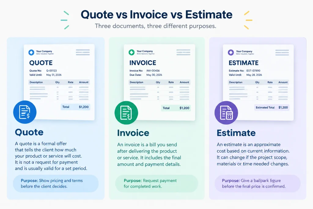 Quote vs Invoice vs Estimate