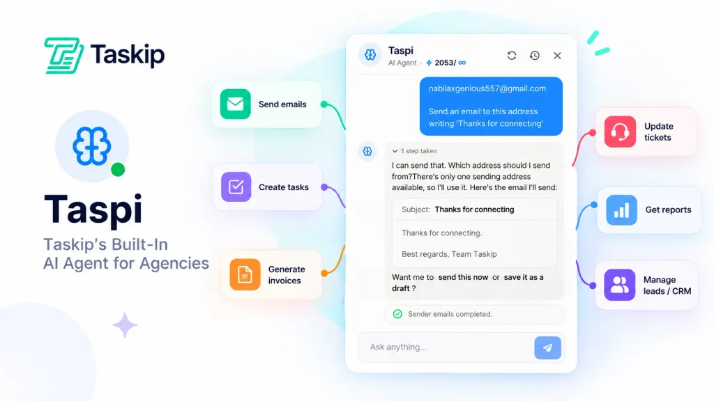 Taspi: Taskip's Built-In AI Agent for Agencies